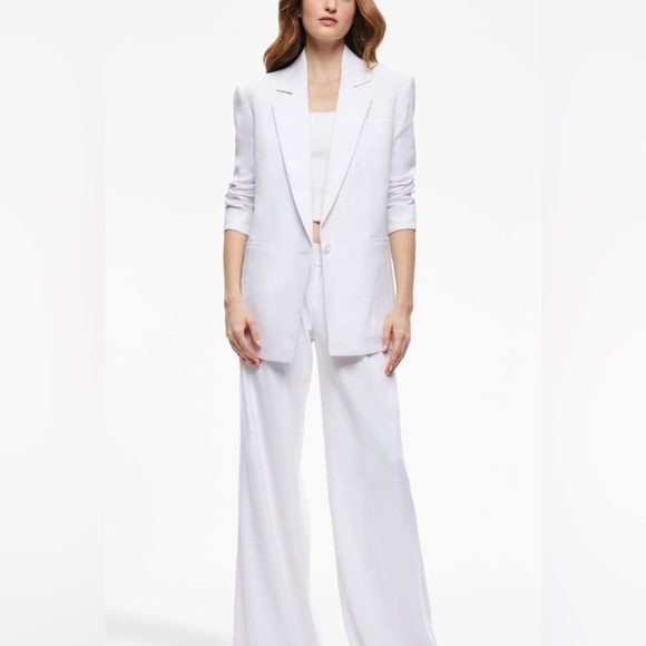 MRSP $595 Alice & Olivia Shan White Linen Blazer - Picture 3 of 12